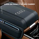 RestJetta ™ - Apoio de Braço Em Couro com Porta Objetos Automotivo (PERSONALIZE COM A LOGOMARCA DO SEU CARRO)